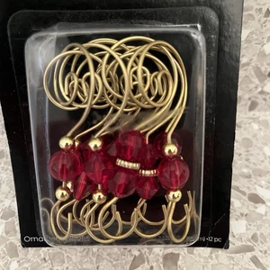 The Christmas Shoppe rote Perlen Gold ausgefallene Ornament Haken Neu 12 Stück - Bild 1 von 3