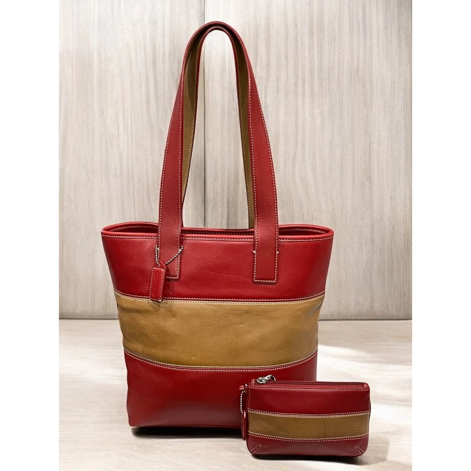 Bolso de Mano Coach 9348 Cuero Rugby Rayas De Colección y Muñequera Ajustada Foto 1 de 1