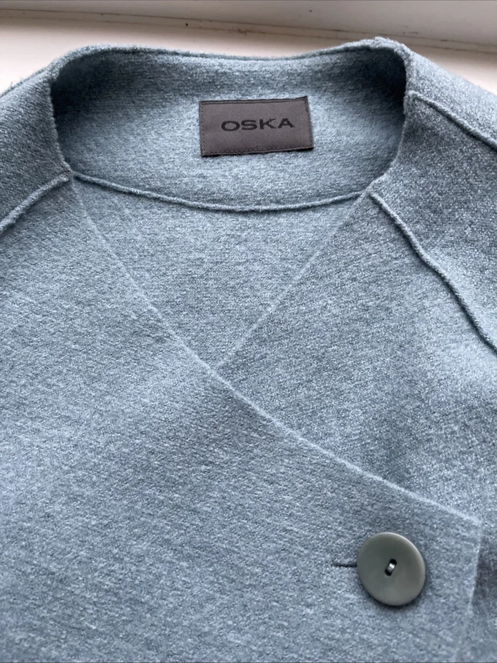 OSKA Moessmer Boiled Virgin Wool Short Jacket Blue, Size 3 UK (14-16) - Image 1 of 4