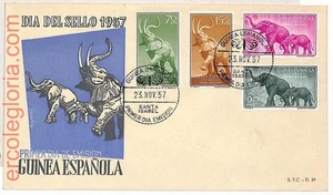 22827 - Spanish Guinea - Postal History - FDC Cover - 1957 - Fauna, Elephants - Picture 1 of 1