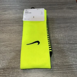 Nike MatchFit Soccer Knee-High Socks Blue CV1956 Fluorescent Green Size Medium - Picture 1 of 4