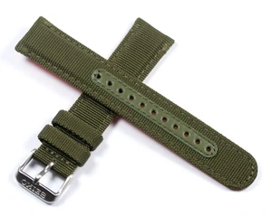 SEIKO 20MM GREEN TEXTILE OVER LEATHER STRAP OFFICIAL STOCKIST - Picture 1 of 5