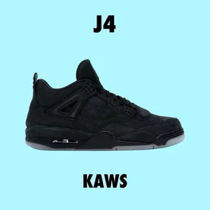 Air Jordan 4 Retro x KAWS Men's Basketball Shoes 2017 Black/Glow 930155-001 - Picture 1 of 13
