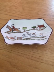 Coalport Hunting Scene Fine Bone China Trinket Tray 15cm x 9cm - Picture 1 of 2