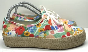 Keds x Rifle Paper Co Jute Platform Floral Espadrille Lace Up Sneakers Women's 8 - Picture 1 of 9