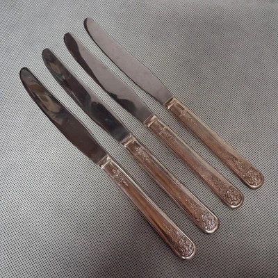 Cuchillo de cena Oneida Margate 1938 cuchillos 4 placas de plata mango sólido 8 3/4" Rogers Foto 1 de 4