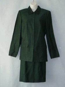 Designer DANA BUCHMAN Forest Teal Linen & Rayon Long Jacket & Skirt Suit~6/8~EUC - Picture 1 of 6