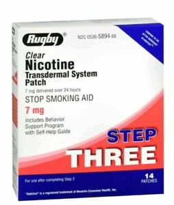 STEP 3 Rugby Stop Smoking Aid  Transdermal 14 Patches (2 Boxes) 28 Total ex10/24