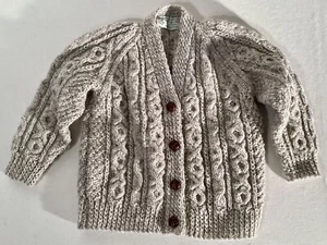 Handknit For HOUSE OF IRELAND Irish Wool Cream Sweater Cardigan Kids 4Years - Picture 1 of 5