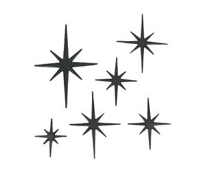 Set of 6 Cast Iron Starburst Wall Hangings Mid Century Modern 8 Pointed Stars
