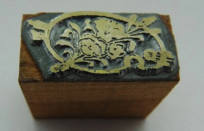 Printing Letterpress Printers Block Old Paint Tray With Flowers  - Image 1 of 2