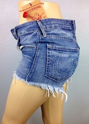 NEW TRUE RELIGION Cadence Denim Cut Off Shorts High Rise Size 24 $178 NWT - Image 1 of 4