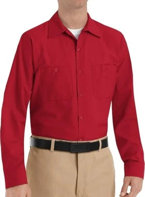Red Kap Men's Industrial Long Sleeve Work Shirt, Red - Image 1 of 3