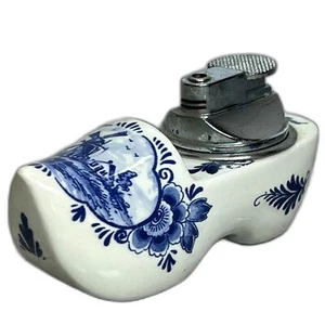 Delft Blauw Handpainted Clog Shoe Lighter Agro Holland Windmill Blue White Retro - Picture 1 of 15