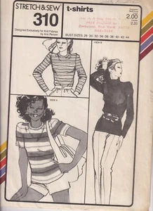 310 STRETCH & SEW c.1979 - T SHIRT - B 28-44" - Picture 1 of 2