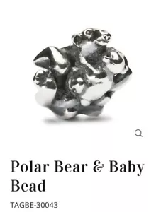 Troll beads Polar Bear & Baby 925 Silver Bead TAGBE-30043 Retired Rare RRP £50 - Picture 1 of 5