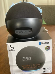 Bluetooth Clock Speaker Color Changing LED USB charging port Black Bass Jaxx NEW - Picture 1 of 4