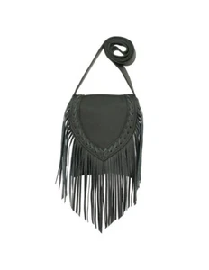 American West Western Handbag Crossbody Fringe Flap Black 7220119 - Picture 1 of 1