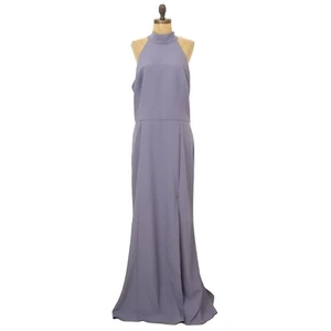 AMSALE Amsale Sophia Dress 18 Sleeveless Halter Gown Slate Bridesmaid NEW B28 - Picture 1 of 5