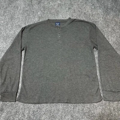 Sahara Club Sleepwear Shirt Mens Large Grey Henley Waffle Ribbed Cuffs Comfort - Image 1 of 4