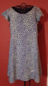 Chocolate Soup Boutique Girls Sz. 5 Navy & Blues Cheetah Flutter Sleeve Dress - Picture 1 of 9