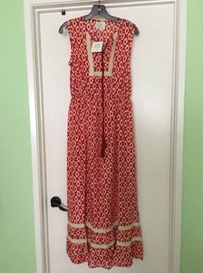Kate Spade - Posy Ikat Patio Maxi Boho rot Drucke Kleid Größe 4, $ 448 NEU - Bild 1 von 5