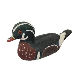 Vintage Stockente handgeschnitzt Volkskunst signiert bemalt 1993 - Bild 1 von 7