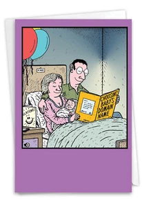 1 Funny Baby Congratulations Greeting Card with Envelope - Baby's Domain Name - Picture 1 of 6