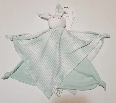 Under the Nile Organic Egyptian Cotton Bunny Rabbit Security Blanket Grn/Wht Foto 1 de 4