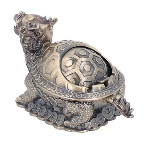 Vintage Ashtray Zinc Alloy Smokeless Ashtray w/Lid for Home Office Patio Outdoor - Picture 1 of 22