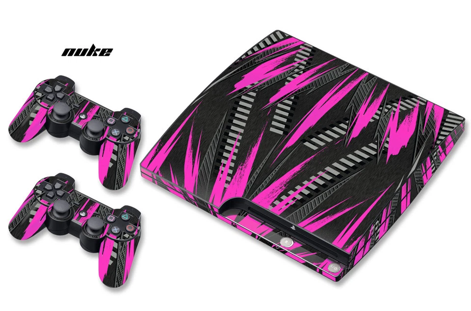 Skin Decal Wrap For PS3 Slim PlayStation 3  Console + Controller Nuke Pink - Image 1 of 1