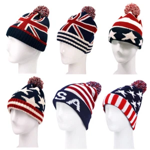TrendsBlue Premium Unisex Warm Knit USA UK Flag Beanie Hat- Diff Designs - Picture 1 of 18