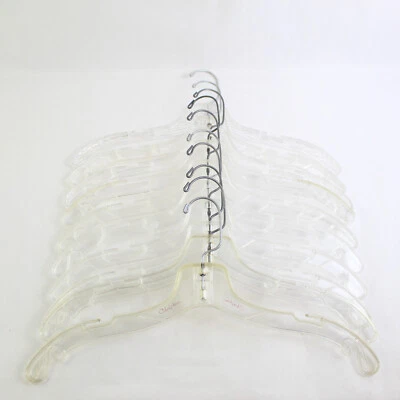 Lotto Di 10 Plastica Trasparente Piatto Vestiti Appendini Con Fessure Filo E Ami - Immagine 1 di 4