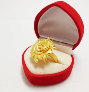 Flower Ring 23K 24K Thai Baht Yellow Gold Plated Jewelry Handmade Gift For HER - Picture 1 of 5