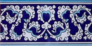 40 Blue & White 4"x8" (10cmx20cm) Turkish Ottoman Iznik Ceramic Tile Border - Picture 1 of 1
