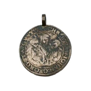 RARE 1593 HB THALER German States SAXONY "Three Brothers" Silver Coin Pendant - Picture 1 of 4