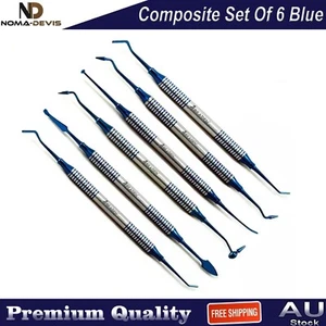 Composite Blue Titanium Scalers Set Of 6 Dental Filling Restorative Instruments - Picture 1 of 7