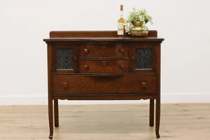 Arts & Crafts Mission Oak Buffet Bar Cabinet Ice Glass Doors #51706 - Picture 1 of 12