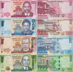 Malawi 100 200 500 1000 Kwacha 2017-2022 P 65 65A 66 67 UNC Set 4 pcs - Picture 1 of 3
