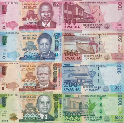 Malawi 100 200 500 1000 Kwacha 2017-2022 P 65 65A 66 67 UNC Set 4 pcs - Image 1 of 3