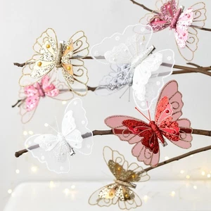 3Pcs 6Pcs Christmas Tree Butterfly Decorations Glitter Butterflies Centerpiece - Picture 1 of 24