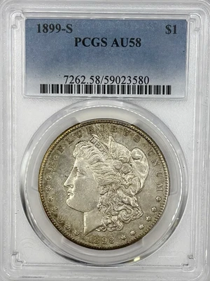 1899-S $1 Morgan Dollar, PCGS AU58. San Francisco Mint! - Image 1 of 4