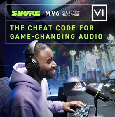 Shure MV6 Gaming Microphone Dynamic USB PC Mic Gaming & Streaming Monitoring - Image 1 of 4