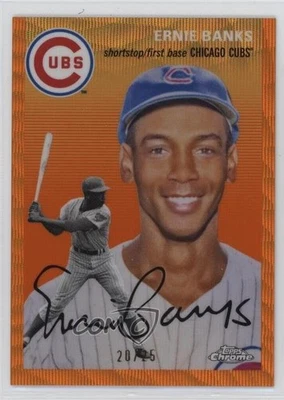 2023 Topps cromo platino aniversario refractor onda naranja/25 Ernie Banks patio Foto 1 de 2