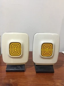 vintage white bookends head phone japan metal and plastic carl B-330 - Bild 1 von 12