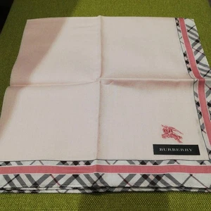 Fazzoletto Burberry cotone mai usato rosa check pois ricamo cavallo - Foto 1 di 6
