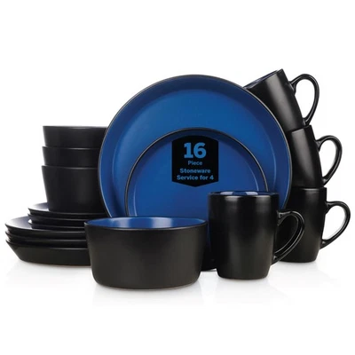 Albie Stoneware 16-Piece Modern Dinnerware Set, Kitchen Plates and Bowls Sets... - Image 1 of 4