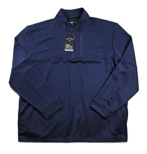 Callaway Opti-Dri Quarter Zip Pullover Performance Blue 2XL Ribbed Pockets - Picture 1 of 8