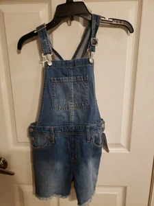 NWT Cat & Jack Girl’s Blue Jean Shortalls Shorts Overalls Size Medium 8 - Picture 1 of 2