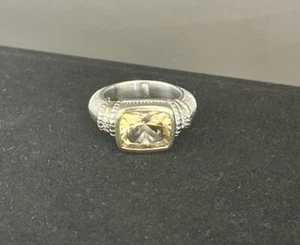 Judith Ripka Sterling Silver & 18k Gold 3.94 ct Citrine Ring with Diamond Accent - Picture 1 of 12